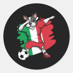 French Bulldog Italy Soccer Fans Jersey Football Classic Round Sticker