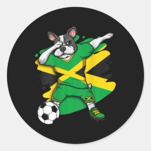 French Bulldog Jamaica Soccer Fans Jersey Football Classic Round Sticker