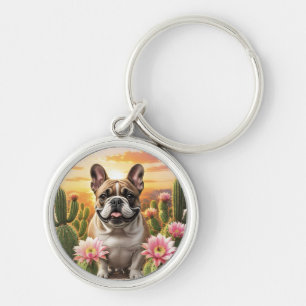 French Bulldog Kaktus Französische Bulldogge Key Ring
