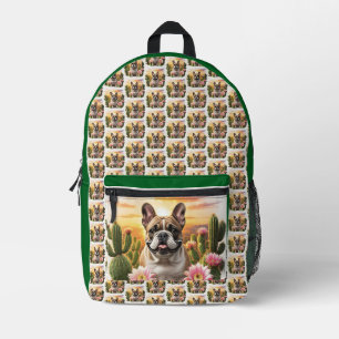 French Bulldog Kaktus Französische Bulldogge Printed Backpack