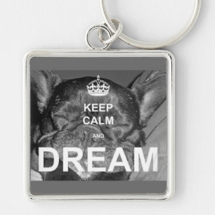 French Bulldog Keep Calm Dream Key Ring