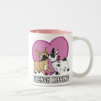 French (Bulldog) Kissing Two-Tone Coffee Mug