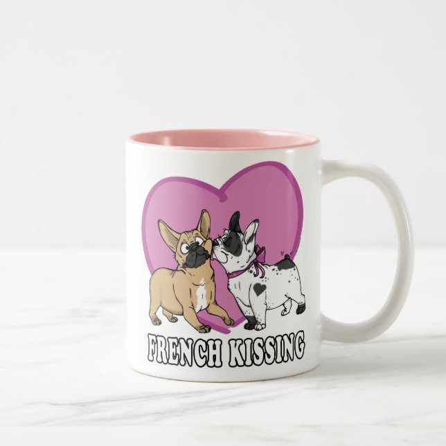 French (Bulldog) Kissing Two-Tone Coffee Mug (Right)
