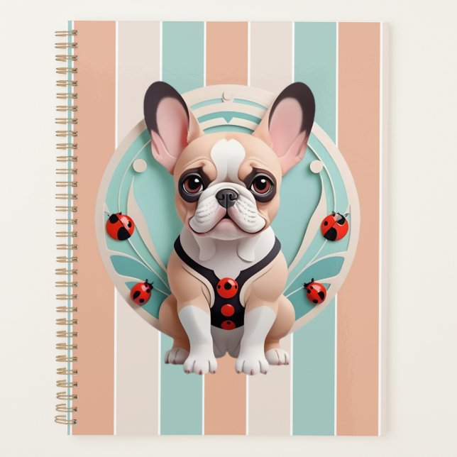 French Bulldog Ladybug Pastel Paper Cutting Art  Planner (Front)