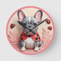 French Bulldog Ladybug Pastel Paper Cutting Art