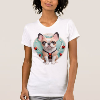 French Bulldog Ladybug Pastel Paper Cutting Art T-Shirt