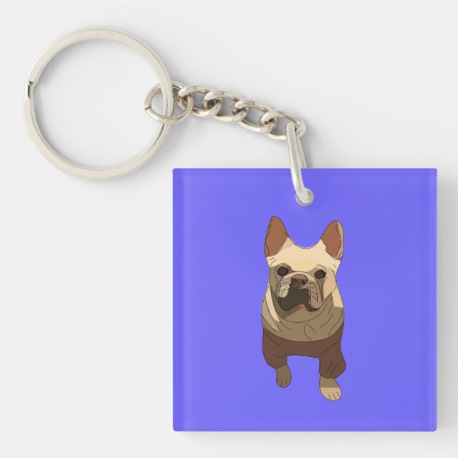 French Bulldog, Lavender Purple Key Ring (Front)