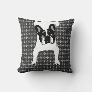 French Bulldog laying on Lille pattern Cushion