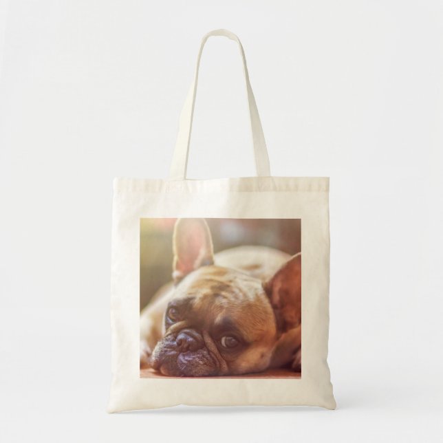 french bulldog laying tote bag (Front)