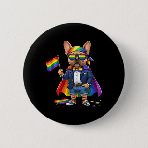 French Bulldog Lgbt Rainbow Lesbian Gay Pride 6 Cm Round Badge