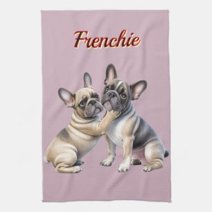 French Bulldog Liebe französische Bulldogge Tea Towel