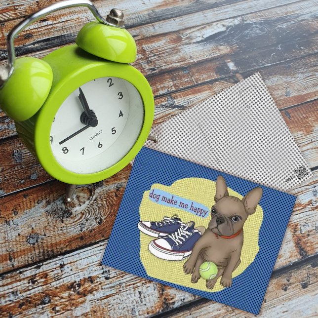 French Bulldog. life with a dog. Dog make me happy Postcard (Creator Uploaded)