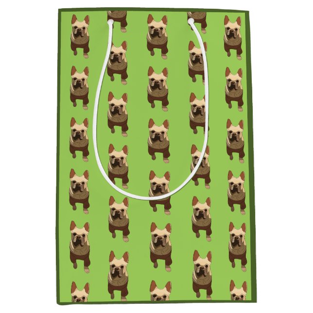 French Bulldog, Lime Green Medium Gift Bag (Front)