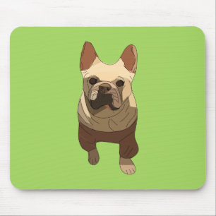 French Bulldog, Lime Green Mouse Pad