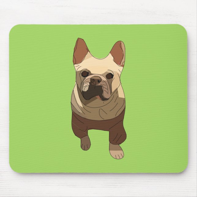 French Bulldog, Lime Green Mouse Pad (Front)