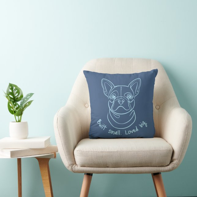 French Bulldog Line Art. Built Small. Loved Big. Cushion (Chair)