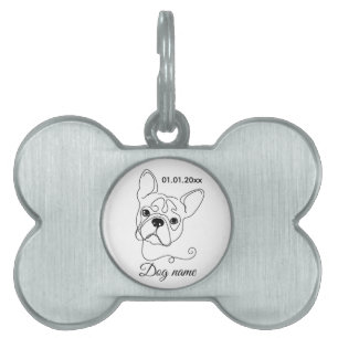 French Bulldog Line Art Personalized Tag