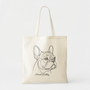 French Bulldog Line Drawing Custom Pet Name Tote Bag