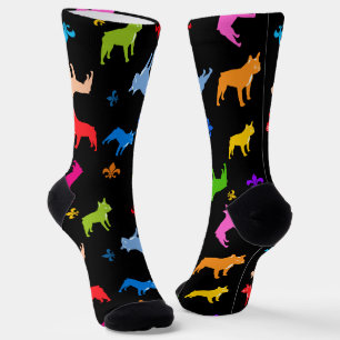 French Bulldog linear grid pattern  Socks