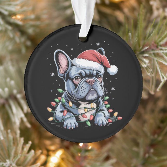 French Bulldog Lover Frenchie Christmas Hat Xmas  Ornament (Tree)