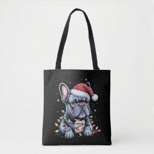 French Bulldog Lover Frenchie Christmas Hat Xmas Tote Bag