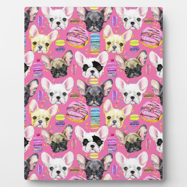 French Bulldog Macaron Pattern Plaque (Front)