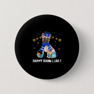 French Bulldog Menorah Hat Happy Chanukah Hanukkah 6 Cm Round Badge