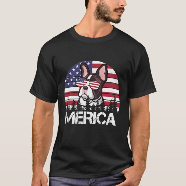 french bulldog Merica 4th of July Dog Shirt Funny (Front)