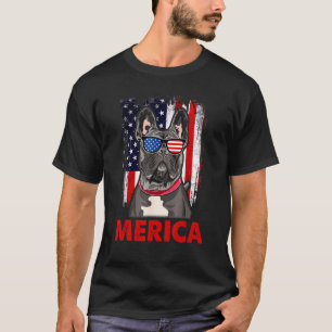 French Bulldog Merica Patriotic American Flag 4th  T-Shirt