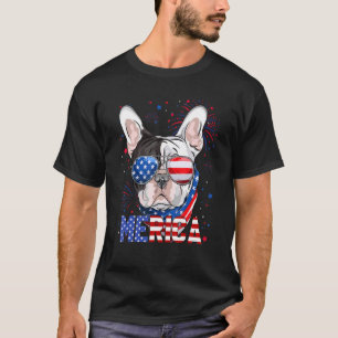 French Bulldog Merica Sunglasses 4th Of July Ameri T-Shirt