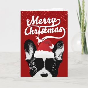 French Bulldog Merry Christmas Red Holiday