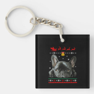 French Bulldog Merry Christmas With Frenchie Key Ring