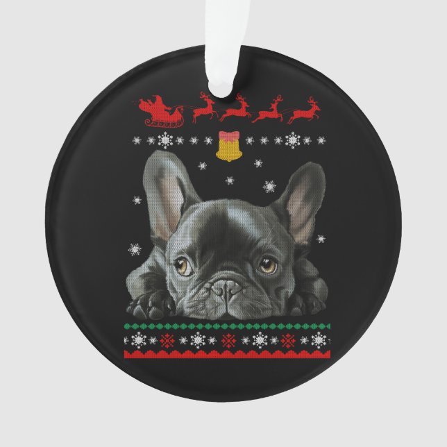 French Bulldog | Merry Christmas With Frenchie Ornament (Front)
