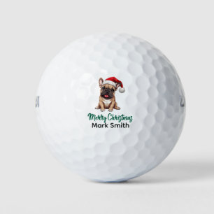 French Bulldog Merry Christmas with Golfer Name Golf Balls