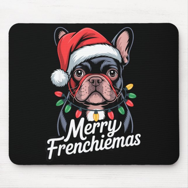 French Bulldog Merry Frenchiemas Santa Hat Christm Mouse Pad (Front)