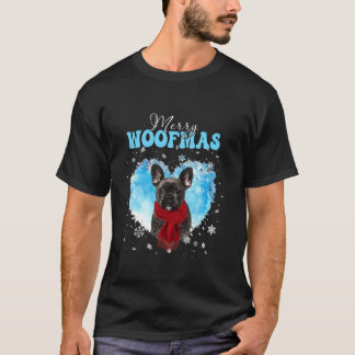 French Bulldog Merry Woofmas Christmas Heart Winte T-Shirt