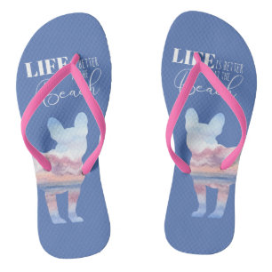 French Bulldog Modern Beach Scene Thongs