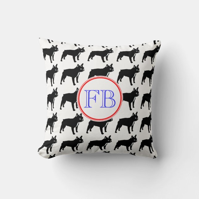 French Bulldog Monogram Cushion (Front)