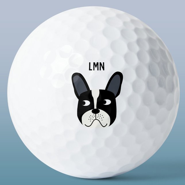 French Bulldog Monogram Golf Balls (French Bulldog personalized monogram initials golf ball)