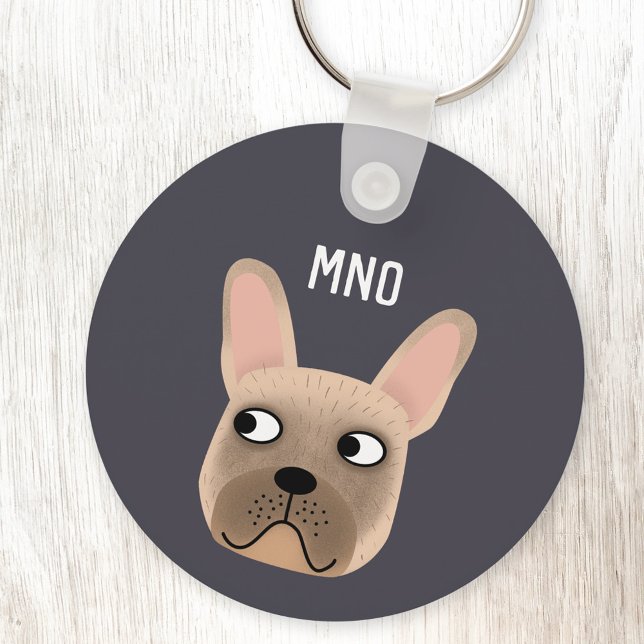 French Bulldog Monogram Key Ring (Monogram initials personalized French Bulldog fun aluminium keyring keychain)