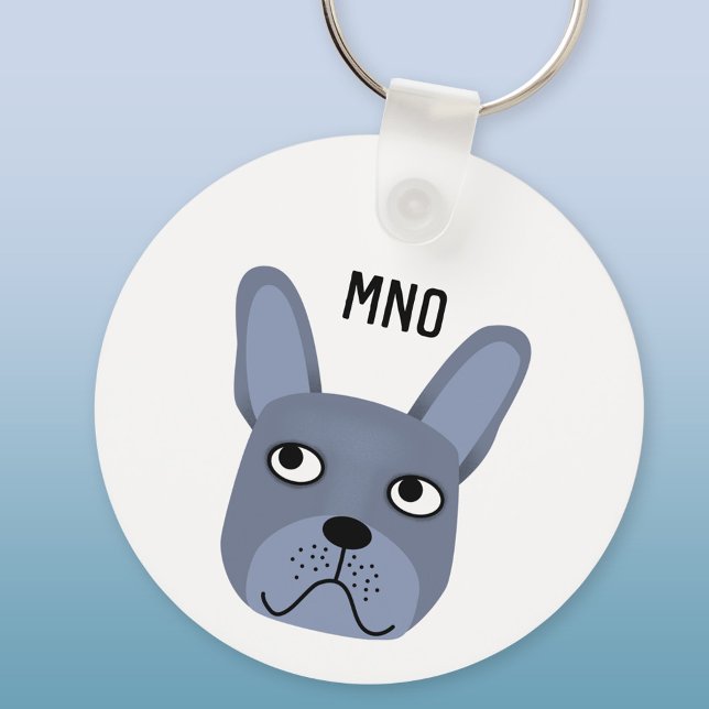 French Bulldog Monogram Key Ring (Monogram initials French Bulldog personalized aluminium keyring keychain)