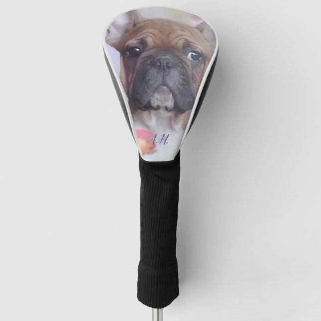 French Bulldog monogrammed golf head cover (Front)