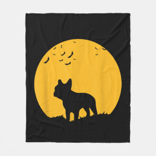 french bulldog moon halloween inspired design fleece blanket