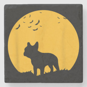 French Bulldog Moon  Halloween Inspired Design Stone Coaster