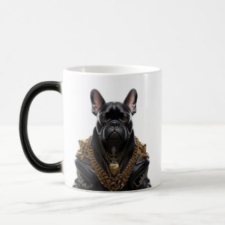 French Bulldog Motorcycle Jacket and Gold chains Magic Mug