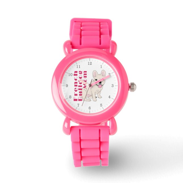French Bulldog Mum Cute Frenchie Bold Pink Text Watch (Front)