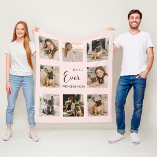 French Bulldog Mum Mother Pink Photo Collage Fleece Blanket