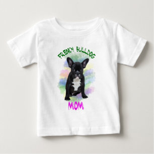 French Bulldog Mum Water Colour Oil Painting Art Baby T-Shirt