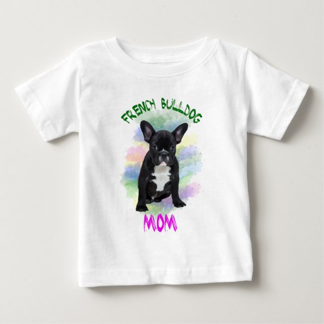 French Bulldog Mum Water Colour Oil Painting Art Baby T-Shirt (Front)