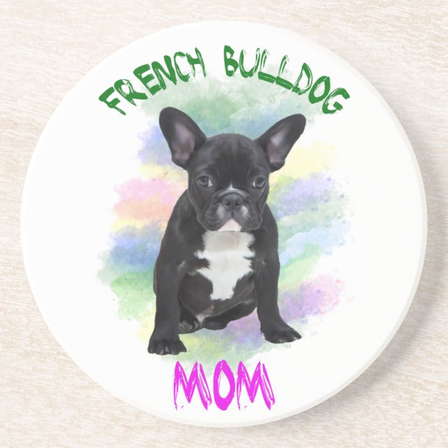 French Bulldog Mum Water Colour Oil Painting Art Coaster (Front)